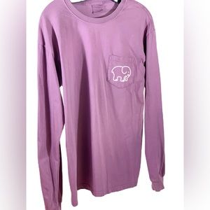 Ivory Ella Womens T Shirt Size Medium Purple Long Sleeve Elephant Graphic Top.